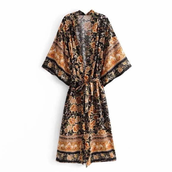 Tops - SOLD OUT Boho Floral Long Duster Kimono Maxi Robe